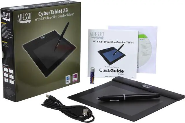 Alt view image 9 of 9 - ADESSO CYBERTABLETZ8 6" x 4.5" Active Area USB Ultra-Slim Graphic Tablet