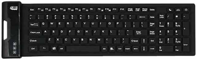 Alt view image 2 of 6 - Adesso AKB-222UB USB Antimicrobial Foldable water proof 108-key compact size keyboard, 0.43" x 15.00" x 4.82" (Black)
