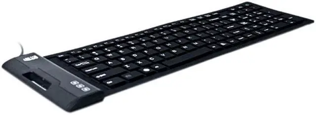 Main image of Adesso AKB-222UB USB Antimicrobial Foldable water proof 108-key compact size keyboard, 0.43" x 15.00" x 4.82" (Black)