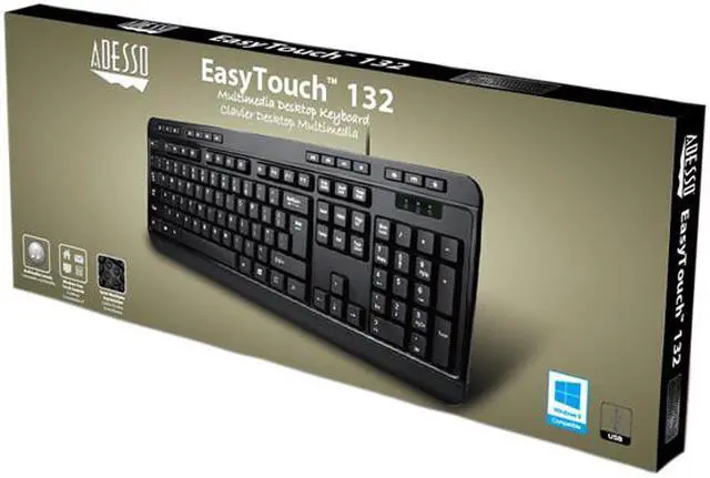Alt view image 7 of 7 - Adesso AKB-132UB Desktop Multimedia USB keyboard (Black)