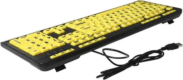Alt view image 3 of 4 - Adesso AKB-132UY EasyView Luminouse high contract  4X large print yellow keycap, multimedia USB keyboard, for low vision