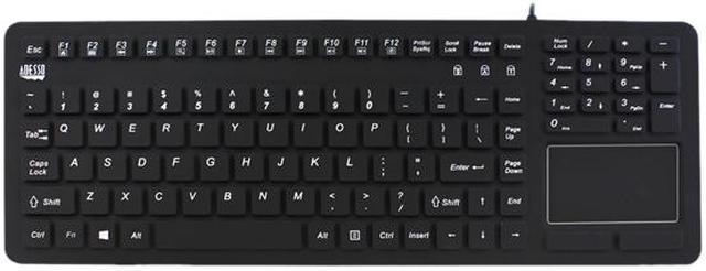 Adesso AKB-270UB SlimTouch Antimicrobial Waterproof USB Compact size Touchpad  keyboard, 15.50x 5.50x 0.43 (Black) 