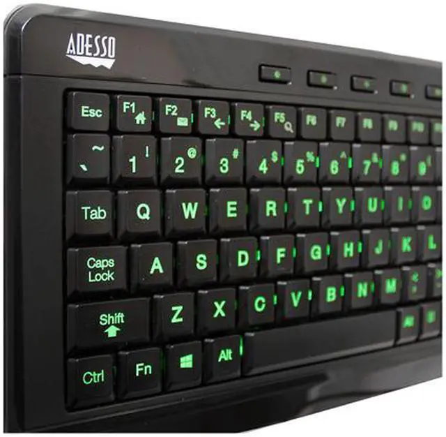 Alt view image 6 of 7 - Adesso AKB-120EB SlimTouch 3 RGB colors illuminated compact size USB keyboard with multimedia hot keys, 2X large print keycap