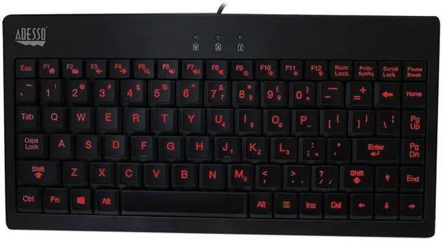 Alt view image 4 of 8 - Adesso AKB-110EB SlimTouch 3 RGB colors illuminated Mini USB keyboard with multimedia hot keys, 2X large print keycap