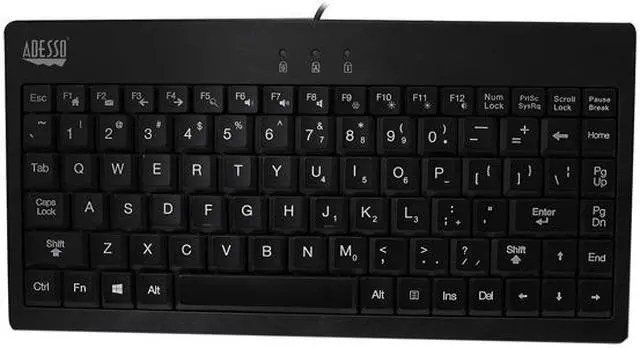 Alt view image 5 of 8 - Adesso AKB-110EB SlimTouch 3 RGB colors illuminated Mini USB keyboard with multimedia hot keys, 2X large print keycap