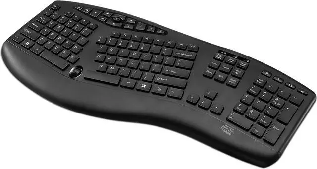 Alt view image 2 of 10 - ADESSO TruForm Media 1600 – Wireless Ergonomic Keyboard and Optical Mouse