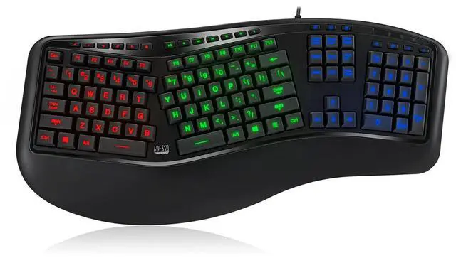 Alt view image 2 of 5 - Adesso AKB-150EB-FR Black USB Wired Ergonomic Keyboard