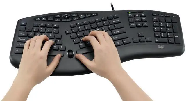 Alt view image 3 of 6 - Adesso AKB-160UB-FR USB Wired Ergonomic Keyboard