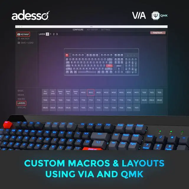 Alt view image 8 of 8 - ADESSO EasyTouch 1300 EasyTouch Mechanical Keyboard