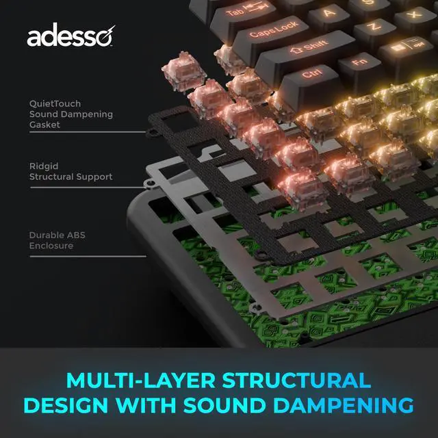 Alt view image 8 of 13 - ADESSO Easytouch 1500 EasyTouch Mechanical Keyboard
