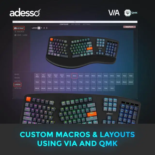Alt view image 13 of 13 - ADESSO Easytouch 1500 EasyTouch Mechanical Keyboard
