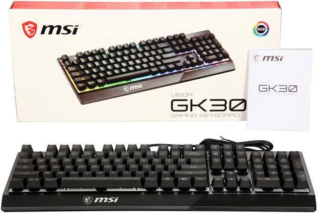Alt view image 7 of 6 - MSI Vigor GK30 Gaming Keyboard - Mechanical Membrane Switches, 6-Zone RGB, Water Repellent & Splash-Proof, 5000 DPI - Black