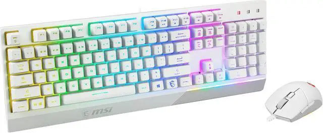 Alt view image 9 of 20 - MSI Vigor GK30 Gaming Keyboard & GM11 Gaming Mouse Combo - Mechanical Membrane Switches, 6-Zone RGB, Water Repellent & Splash-Proof, 5000 DPI - White