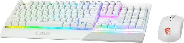 Alt view image 7 of 20 - MSI Vigor GK30 Gaming Keyboard & GM11 Gaming Mouse Combo - Mechanical Membrane Switches, 6-Zone RGB, Water Repellent & Splash-Proof, 5000 DPI - White