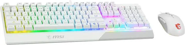 Alt view image 8 of 20 - MSI Vigor GK30 Gaming Keyboard & GM11 Gaming Mouse Combo - Mechanical Membrane Switches, 6-Zone RGB, Water Repellent & Splash-Proof, 5000 DPI - White