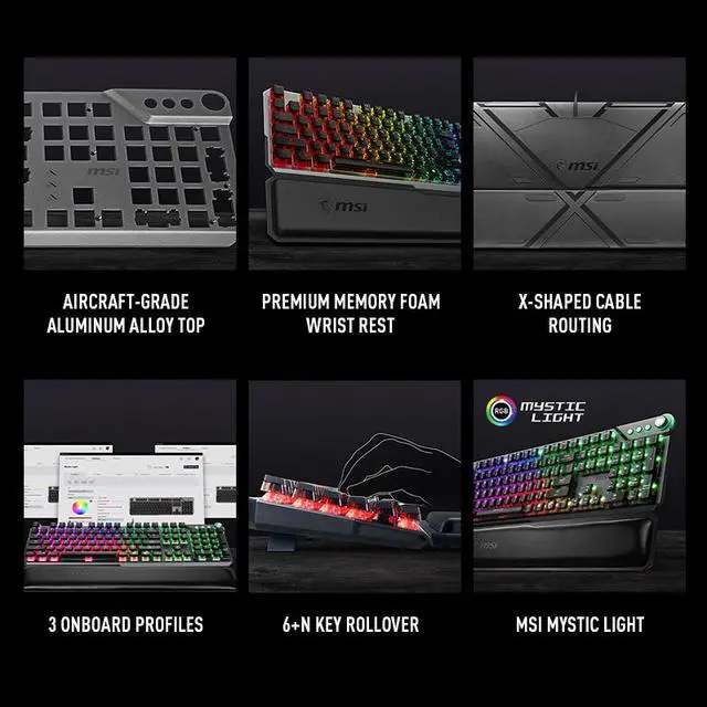 Alt view image 6 of 20 - MSI Vigor GK71 Sonic AM Mechanical RGB Gaming Keyboard with MSI Sonic Blue Switches