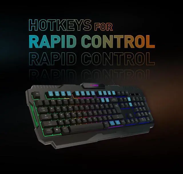 Alt view image 10 of 10 - MSI Forge GK100 Combo – Gaming RGB Keyboard & Mouse Set, 19-Key Anti-Ghosting, 6400 DPI Optical Sensor, 6-Mode RGB, up to 6,400 DPI, Black