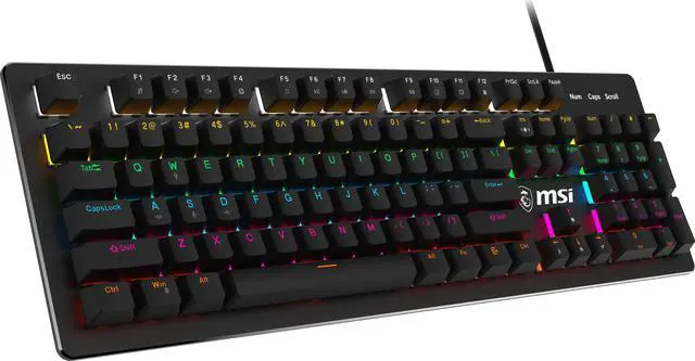 Alt view image 2 of 9 - MSI FORGE GK300 Gaming Keyboard - Clicky Blue Mechanical Switches, 9-Mode RGB, Ergonomic Keycaps - Black