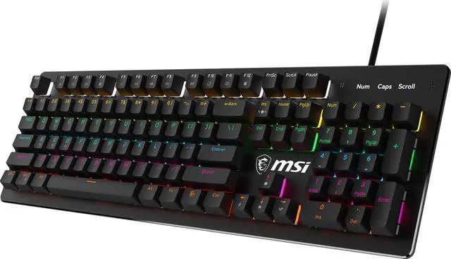 Alt view image 3 of 9 - MSI FORGE GK300 Gaming Keyboard - Clicky Blue Mechanical Switches, 9-Mode RGB, Ergonomic Keycaps - Black