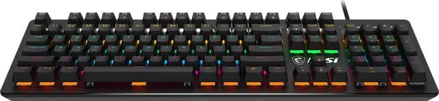 Alt view image 4 of 9 - MSI FORGE GK300 Gaming Keyboard - Clicky Blue Mechanical Switches, 9-Mode RGB, Ergonomic Keycaps - Black