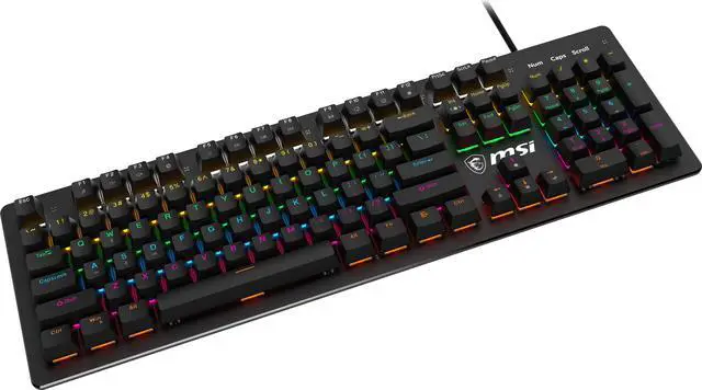 Alt view image 5 of 9 - MSI FORGE GK300 Gaming Keyboard - Clicky Blue Mechanical Switches, 9-Mode RGB, Ergonomic Keycaps - Black