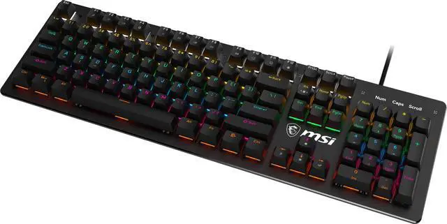 Alt view image 6 of 9 - MSI FORGE GK300 Gaming Keyboard - Clicky Blue Mechanical Switches, 9-Mode RGB, Ergonomic Keycaps - Black