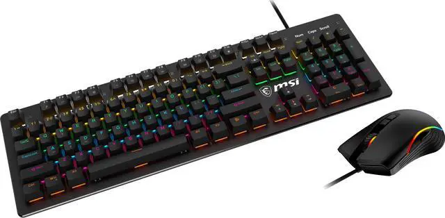 Alt view image 5 of 6 - MSI FORGE GK300 COMBO - BLUE SWITCHES Gaming Keyboard & Gaming Mouse, Anti-Ghosting, Ergonomic Keycaps, 9-Mode RGB, up to 7,200 DPI, Black