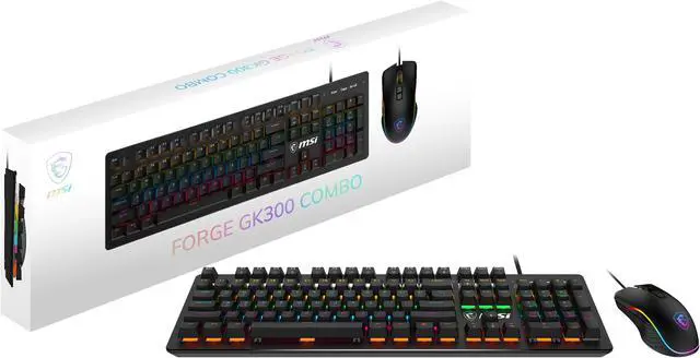 Alt view image 6 of 6 - MSI FORGE GK300 COMBO - BLUE SWITCHES Gaming Keyboard & Gaming Mouse, Anti-Ghosting, Ergonomic Keycaps, 9-Mode RGB, up to 7,200 DPI, Black