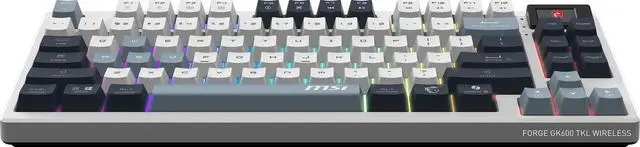Alt view image 4 of 10 - MSI Forge GK600 TKL Wireless Gaming Keyboard - Mechanical Linear Switches, Dye-Sublimated PBT Keycaps, Anti-Slip Base, RGB, USB 2.0, Bluetooth, 2.4 GHz - White