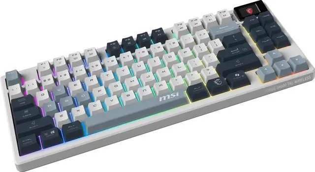 Alt view image 5 of 10 - MSI Forge GK600 TKL Wireless Gaming Keyboard - Mechanical Linear Switches, Dye-Sublimated PBT Keycaps, Anti-Slip Base, RGB, USB 2.0, Bluetooth, 2.4 GHz - White