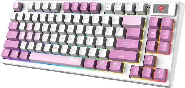 Alt view image 6 of 12 - MSI Forge GK600 TKL Wireless VIOLET  Gaming Keyboard - Mechanical Linear Switches, Dye-Sublimated PBT Keycaps, Anti-Slip Base, RGB, USB 2.0, Bluetooth, 2.4 GHz