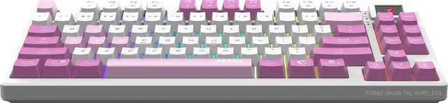 Alt view image 7 of 12 - MSI Forge GK600 TKL Wireless VIOLET  Gaming Keyboard - Mechanical Linear Switches, Dye-Sublimated PBT Keycaps, Anti-Slip Base, RGB, USB 2.0, Bluetooth, 2.4 GHz