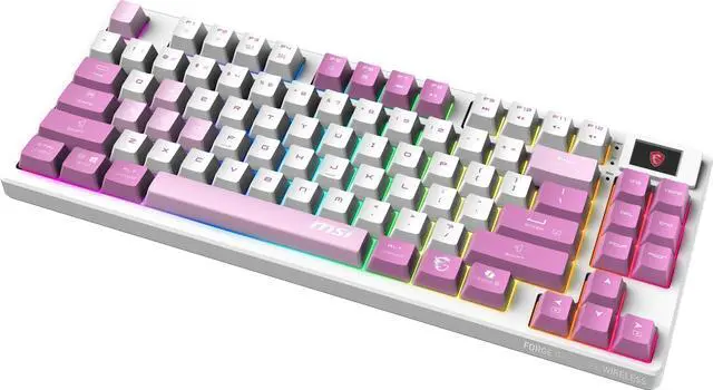 Alt view image 11 of 12 - MSI Forge GK600 TKL Wireless VIOLET  Gaming Keyboard - Mechanical Linear Switches, Dye-Sublimated PBT Keycaps, Anti-Slip Base, RGB, USB 2.0, Bluetooth, 2.4 GHz