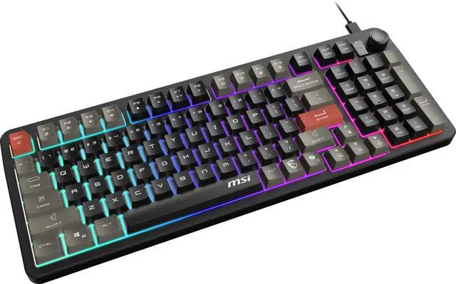 Alt view image 8 of 10 - MSI Forge GK110 Gaming Keyboard - Membrane Switches, 96% Compact Full-Size, 1.5m USB-A to C (detachable) Cable