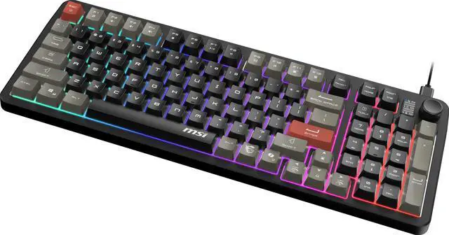 Alt view image 3 of 10 - MSI Forge GK110 Gaming Keyboard - Membrane Switches, 96% Compact Full-Size, 1.5m USB-A to C (detachable) Cable