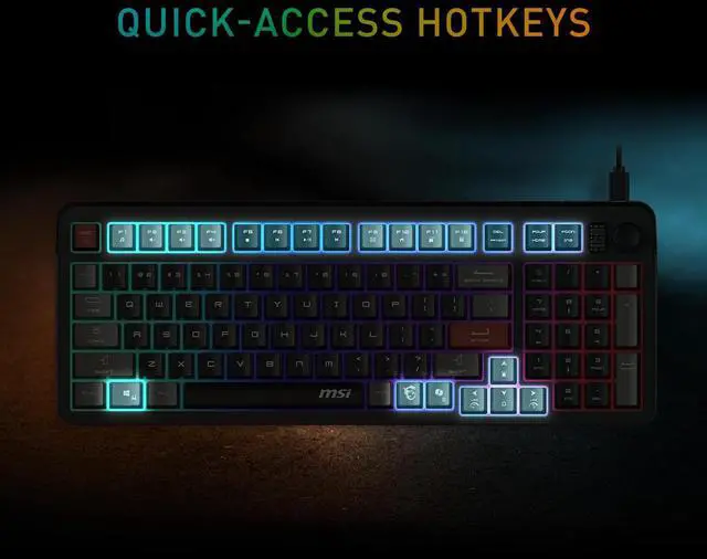 Alt view image 4 of 11 - MSI Forge GK110 Gaming Keyboard & GM320 Mouse Combo, Wired Membrane Keyboard with Volume Knob, 26-Key Anti-Ghosting, 12800 DPI Optical Mouse, RGB Backlit, for PC Gaming & Office