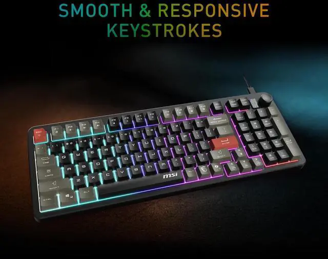 Alt view image 5 of 11 - MSI Forge GK110 Gaming Keyboard & GM320 Mouse Combo, Wired Membrane Keyboard with Volume Knob, 26-Key Anti-Ghosting, 12800 DPI Optical Mouse, RGB Backlit, for PC Gaming & Office