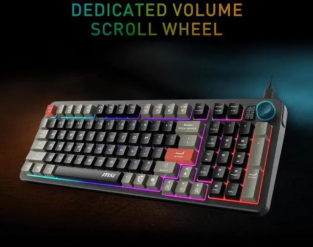 Alt view image 2 of 11 - MSI Forge GK110 Gaming Keyboard & GM320 Mouse Combo, Wired Membrane Keyboard with Volume Knob, 26-Key Anti-Ghosting, 12800 DPI Optical Mouse, RGB Backlit, for PC Gaming & Office