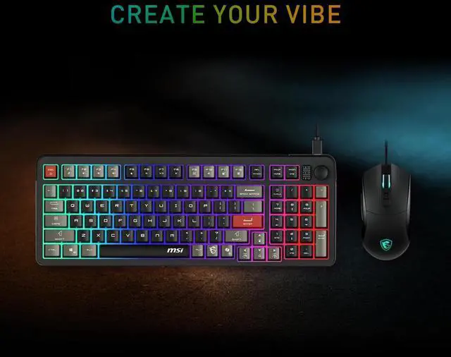 Alt view image 3 of 11 - MSI Forge GK110 Gaming Keyboard & GM320 Mouse Combo, Wired Membrane Keyboard with Volume Knob, 26-Key Anti-Ghosting, 12800 DPI Optical Mouse, RGB Backlit, for PC Gaming & Office