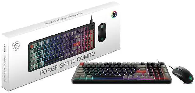 Main image of MSI Forge GK110 Gaming Keyboard & GM320 Mouse Combo, Wired Membrane Keyboard with Volume Knob, 26-Key Anti-Ghosting, 12800 DPI Optical Mouse, RGB Backlit, for PC Gaming & Office