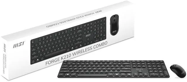 Main image of MSI Forge K210 Wireless Keyboard & Mouse Combo - Low Profile, Tactile, up to 120 Hours Battery(Keyboard) & 30 Hours(mouse) - Black