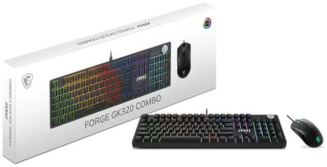 Alt view image 5 of 5 - MSI Forge GK320 Combo RED US - Gaming RGB Keyboard & Mouse Set, Full Keys Anti-Ghosting, 12,800 DPI Optical Sensor, 13-Mode RGB, up to 12,800 DPI, Black