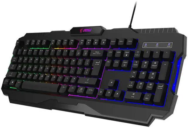 Alt view image 2 of 5 - MSI FORGE GK100 Wired Gaming Keyboard, Full-Size 104-Key Membrane Keyboard, RGB Backlit, 19-Key Anti-Ghosting, Hotkey Media Control, for PC Gaming & Office, Black