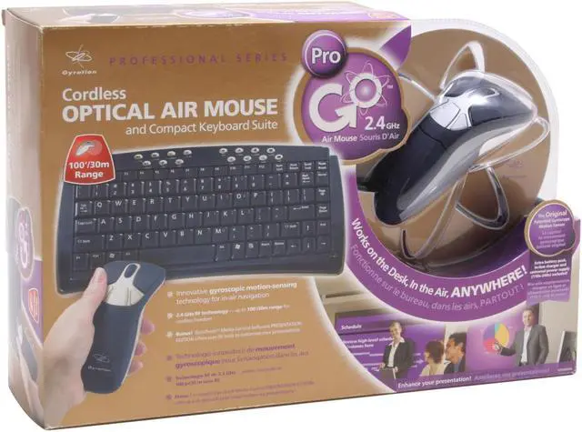 Alt view image 4 of 4 - Gyration GO PRO 2.4 Optical Air Mouse and Compact Keyboard GP6105CKM 88 Normal Keys 15 Function Keys RF Wireless Mini Suite