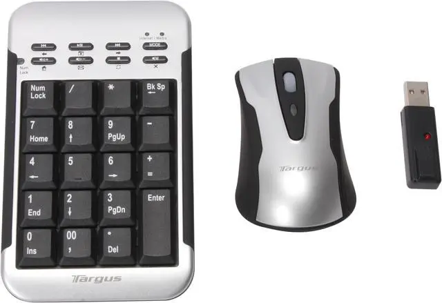 Alt view image 12 of 14 - Targus  AKM10US  2-Tone  19  Normal Keys 7  Function Keys USB  2.4 GHz RF Wireless Keypad and Laser Mouse Set for Laptop Computers