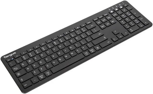 Alt view image 6 of 6 - Targus Full-Size Multi-Device Bluetooth Antimicrobial Keyboard - Wireless Connectivity - Bluetooth - 104 Key - PC, Mac - AAA Battery Size Supported - Black - AKB864US