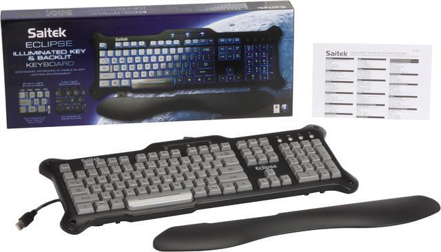 Alt view image 4 of 4 - Saitek PZ30AU 104 Normal Keys 4 Function Keys USB Wired Standard Eclipse Blue Backlit Keyboard