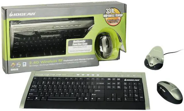 Alt view image 2 of 17 - IOGEAR GKM541RA Silver/Black 104 Normal Keys 13 Function Keys RF Wireless Slim Keyboard & Mouse Combo