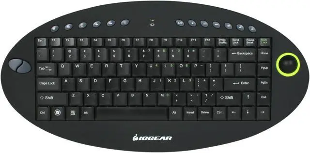 Alt view image 2 of 4 - IOGEAR GKM581R Black 13 Function Keys USB RF Wireless On-Lap Keyboard with Optical Trackball and Scroll Wheel