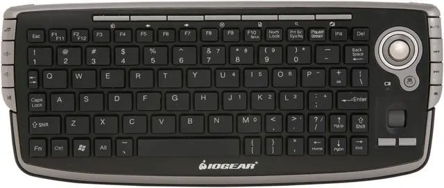 Alt view image 2 of 4 - IOGEAR GKM681R Black USB RF Wireless Mini Keyboard with Optical Trackball and Scroll Wheel
